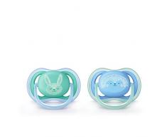 Philips Avent SCF344/22 2 sucettes ULTRA aérées - Bleu/Vert - 6/18 mois