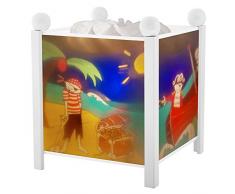 TROUSSELIER - Les Pirates - Veilleuse - Lanterne Magique - Idéal Cadeau Enfant - Dessin animé - Lumière rassurante - Couleur Bois Blanc - Ampoule 12V 10W inclue - Prise Elec. EU