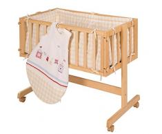 roba Berceau cododo Room & Cradle‘, bois laqué en blanc, utilisable comme cododo et comme berceau avec roulettes, matelas inclus, avec tour de lit et gigoteuse 70cm de la collection ‘Sunny Day’.