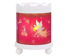 TROUSSELIER - Princesses Fées - Veilleuse - Manège Magique - Idéal Cadeau Enfant - Dessin animé - Lumière rassurante - Couleur Bois Blanc - Ampoule 12V 10W inclue - Prise Elec. EU
