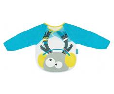 Badabulle Bavoir Bleu Plastifié avec Manches Longues en Eponge pour Bébé