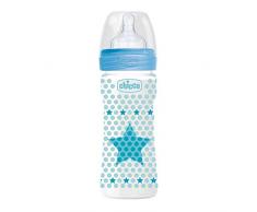 Chicco Biberon en Polypropylène avec Tétine Flux Variable Décor Bleu 2 Mois+ 250 ml
