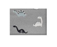 Sevira Kids - Couverture bébé en coton bio - Plaid enfant Tricot - douce - label GOTS - Cadeau naissance - Dino Gris