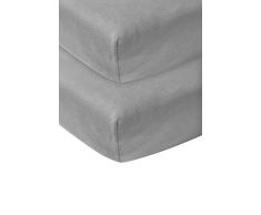 Meyco 565204 Lot de 2 draps housse en jersey pour lit denfant Gris 70 x 140 x 150 cm