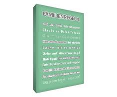 Little Helper fr2436–18 G Feel Good Art Tableau décoration murale Impression sur toile deLes règles de la famille Typographie moderne, 91 x 60 cm, vert clair