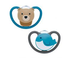 NUK Space sucette , 0-6 mois, silicone, ours et baleine, lot de 2