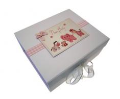 White Cotton Cards New Baby, petite boîte souvenir, Rose Jouets