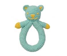 babylonia Peppa Hochet Ours Crocheté en Coton Biologique Bleu