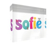 Feel Good Art Diamant poli/Souvenir pour bébé Symboliquement pour la chambre de bébé en design mignon (10,5 x 15 x 2 x 2 cm, Taille Moyenne, souple, jaune, Love avec bébé empreintes)