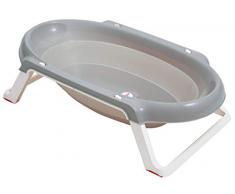 Tigex Baignoire pour Bébé, Pliable Ultra Compacte, 0-12 Mois (Max 15 kg), Gris
