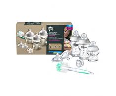 Tommee Tippee Biberon Kit Naissance en Verre Closer to Nature, Valve Anti-Colique, Tétine Souple