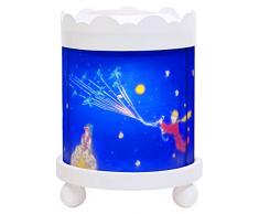 TROUSSELIER - Le Petit Prince Saint Exupéry - Veilleuse - Manège Magique - Idéal Cadeau Enfant - Dessin animé - Lumière rassurante - Couleur Bois Blanc - Ampoule 12V 10W inclue - Prise Elec. EU