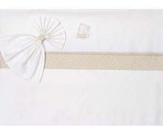 Filet - Drap pour poussette 70 x 90 cm Lot de 3 pièces 100% coton avec inserts en toile Aïda à broder - Blanc, taupe