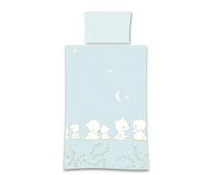 Kuli-Muli 18727 Calm Parure de lit pour bébé Bleu 90 x 120 + 40 x 60 cm