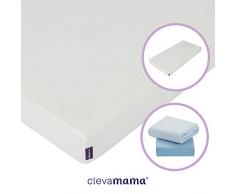 ClevaMama Matelas Anti-Allergie pour Lit Bébé avec 2 Draps Housse Bleu en Coton avec de l Élastique, 70 x 140 cm (bundle)