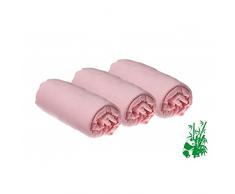 Lot de 3 Draps housse Bambou pour lit bébé 70x140-6 coloris disponibles (Rose)