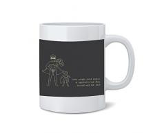 Feel Good Art Mug en céramique Typographie moderne et design Illustration (Crème/noir, super Dad deux, deux enfants)