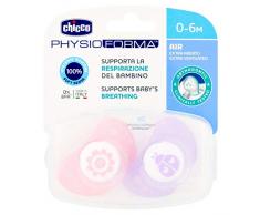 Chicco Physio Air Sucette en Silicone 2 Pièces Rose 0-6 Mois, Couleurs Assorties
