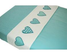 Taftan Drap de Lit Coeur patchwork turquoise (120 x 150 cm) - Turquoise