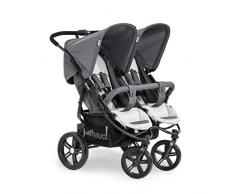 Hauck Roadster Duo SLX Poussette Double jusquà 36 kg, avec Grandes Roues, Pliable Compacte, Grand Panier, avec Position Couchée pour Deux Enfants de 0 Mois - Gris