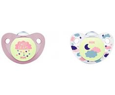 Nuk - ALLO3 - Trendline Night Sucettes pour Fille, Taille 2, 6-18 Mois, Set de 2 - Coloris aléatoire