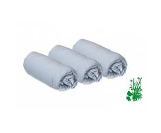 Lot de 3 Draps housse Bambou pour lit berceau 40x80-6 coloris disponibles (Ciel)
