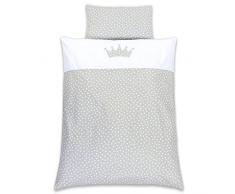 Babybay Enfant Parure de lit, bleu clair points coton piqué blanc motif cœur