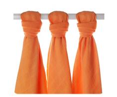 XKKO bmb07 0014 a Lot de 3 couches à langer, allaiter, comme tapis ou couverture légère, couches en bambou 70 x 70 cm Orange