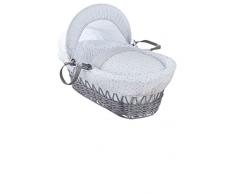 Clair de Lune Couffin en osier avec motifs rayés et étoilés Matelas et capuche réglable (Gris)