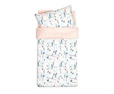 Fun with mum DUV-SET-135-COL-FLO Parure de lit avec Housse de Couette et taie doreiller 100 x 135 cm Motif Colibri Fleuri