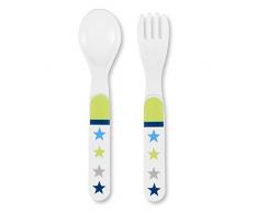 Sterntaler Ensemble couverts, cuillère et fourchette, Motif: Erik, Âge: Pour les bébés à partir de 6 mois, Vert