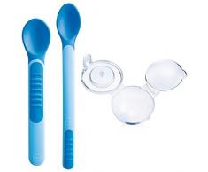 MAM Cuillère Thermosensible/Etui de Transport Panaché - Lot de 2 - Coloris aléatoire