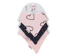 Minene UK Lot de 3 bavoirs bandana Rose clair avec cœurs et pois