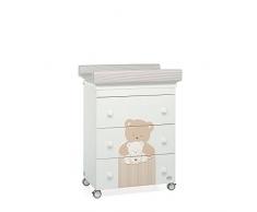 Foppapedretti Table à langer avec motif de petit cochon Sweetfamily Blanc/beige