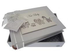 White Cotton Cards New Baby, Petit album photo, Argent Jouets