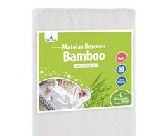 Babysom - Matelas de Berceau Bamboo - 90x40 cm | Viscose au toucher Ultra Doux | Forme Rectangulaire | Épaisseur 5 cm | Déhoussable | Oeko-Tex® | Fabrication française