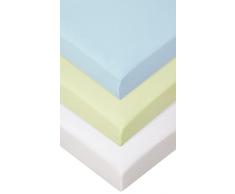 Lot de 3 Draps housse Bambou - 70x140 -blanc ciel anis