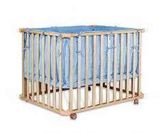 dibea BB00440, Lit Bébé, Lit à barreaux (matelas 90x60 cm), 3 étapes réglable en hauteur, mobile à roulettes, bleu