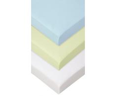 Lot de 3 Draps housse Bambou - 60x120 - blanc ciel anis