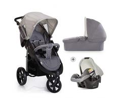 Hauck Viper SLX Trio Set Poussette Combinée 3 en 1 jusquà 25 kg avec Nacelle + Siège Auto Cosi + Poussette 3 Roues avec Position Couchée de 0 Mois, Poignée Réglable, Pliable Compacte; Légère - Gris