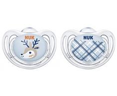 NUK 10176238 Snow Freestyle Lot de 2 tétines en silicone en forme de mâchoire Multicolore 6-18 mois