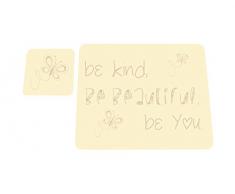 Feel Good Art Set de table et dessous-de-verre pour bébés et tout-petits avec un joli motif illustré (crème, Be Kind/Be Beautiful/Be You)