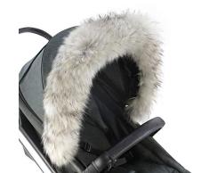 For-Your-Little-One Poussette avec bordure en fourrure Compatible avec Bugaboo, Gris clair