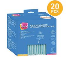 Tigex Protections Jetables pour Matelas à Langer, Blanc, Lot de 20