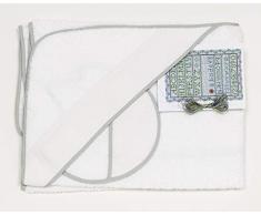 Ti TIN - Cape de Bain + Capuche + Bavoir de Point de Croix Mixte - Blanc