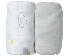 BabyCalin BBC414006 Lot de 2 Draps Housse 70 x 140 x 17 cm Gris
