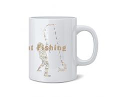 Feel Good Art Mug en céramique Motif typographie moderne Pêcheur (Tons neutres)