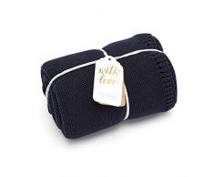 The Little Green Sheep Bio en tricot Cellular Couverture pour bébé, Midnight