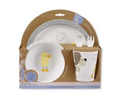 Sterntaler Service de Vaisselle pour Enfants en Bambou Hanno et Edda, Assiette, Bol, Assiette, Coupe, Cuillère et Fourchette, Blanc