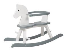 roba Cheval à bascule en blanc et gris, cheval à bascule suit la croissance de votre bébé et enfant grâce à l’arceau de sécurité amovible qui convient aux enfants à partir de 1 ans.